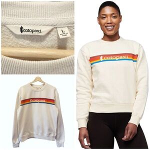 Cotopaxi On The Horizon Banded Chest Logo Crew Neck Pullover Sweatshirt Bone
